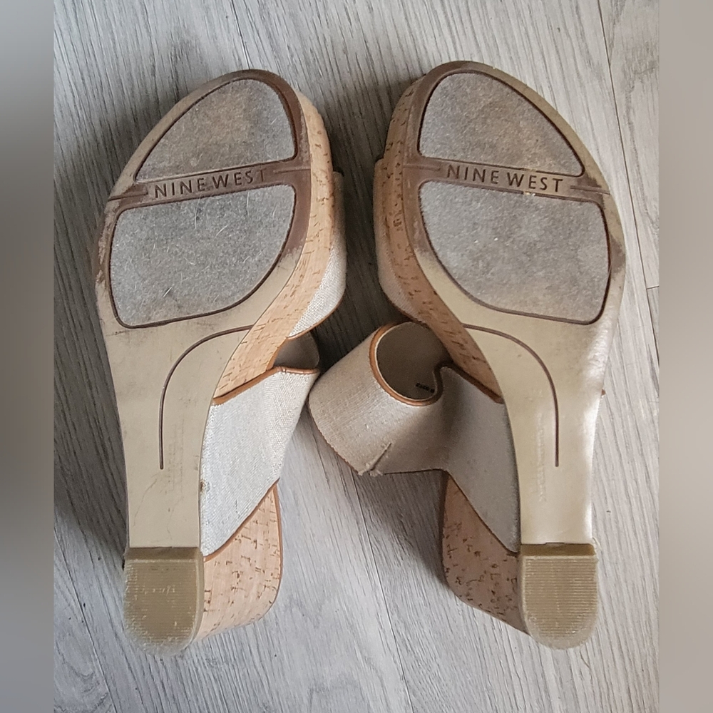 Nine West Larysa Linen & Cork Wedge, Size Women's 9.5 - Picture 10 of 12
